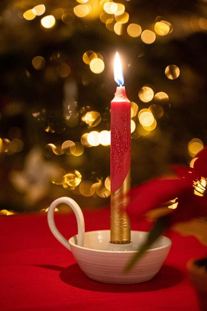 Kerze Licht Weihnachten rot gold dip dye